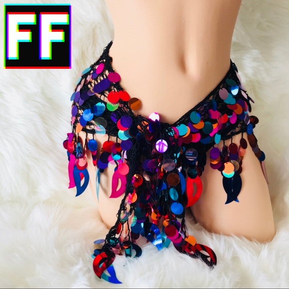 Rainbow Sequin Hip Scarf π - Picture 5 of 8